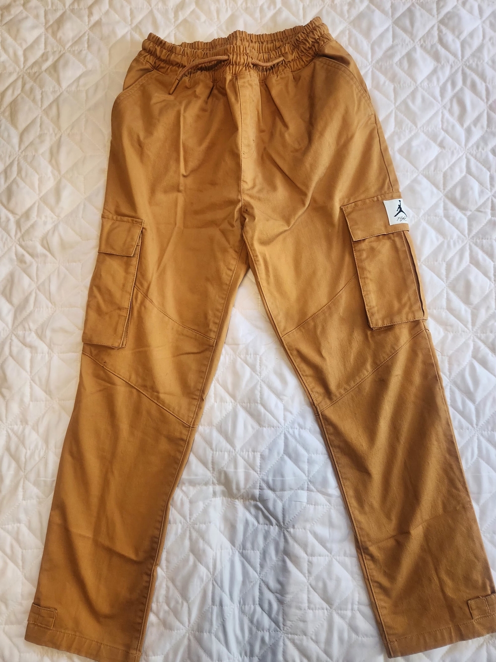 Jordan Tan Cargo Pants with Elastic Waist